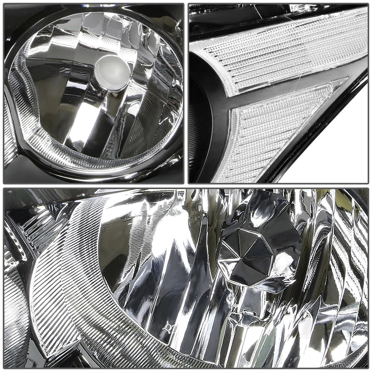 Pair of Black/Clear Side Headlight Lamps for Honda Accord Sedan (2008–2012)