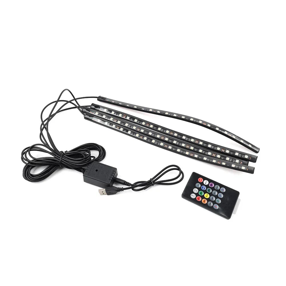 72 LED RGB Remote Control Decorative Foot Lamp for Car (No specific years)
