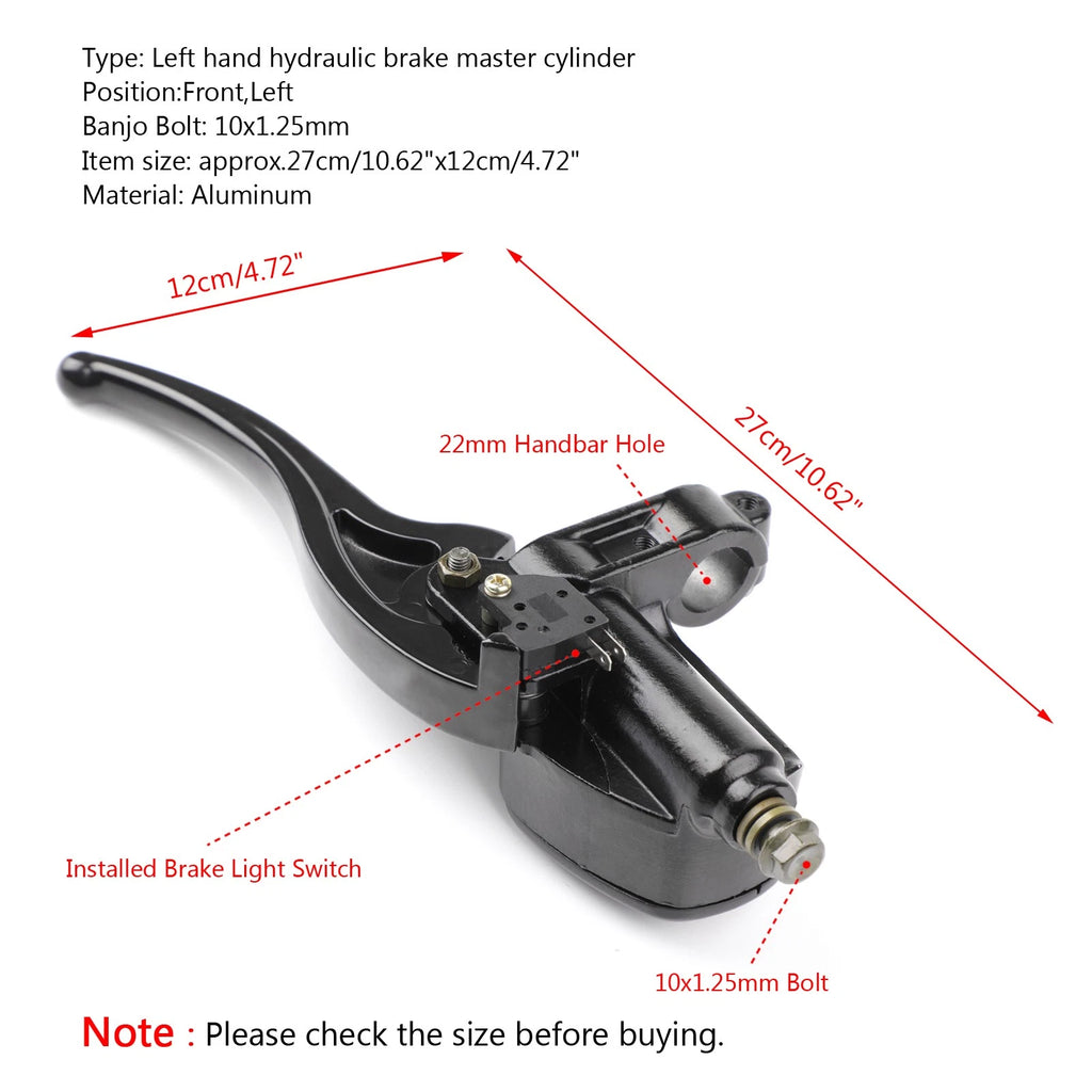 Front Left Brake Master Cylinder 22mm for Polaris Sportsman 400 500 600 700 (2000–2006)