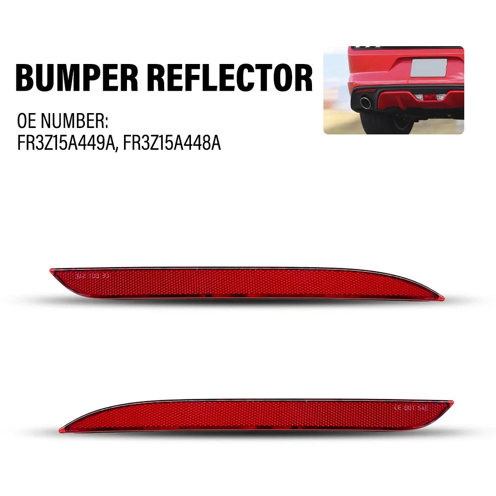 2X Red Rear Bumper Reflector for Ford Mustang Shelby GT350 GT350R (2018–2020)