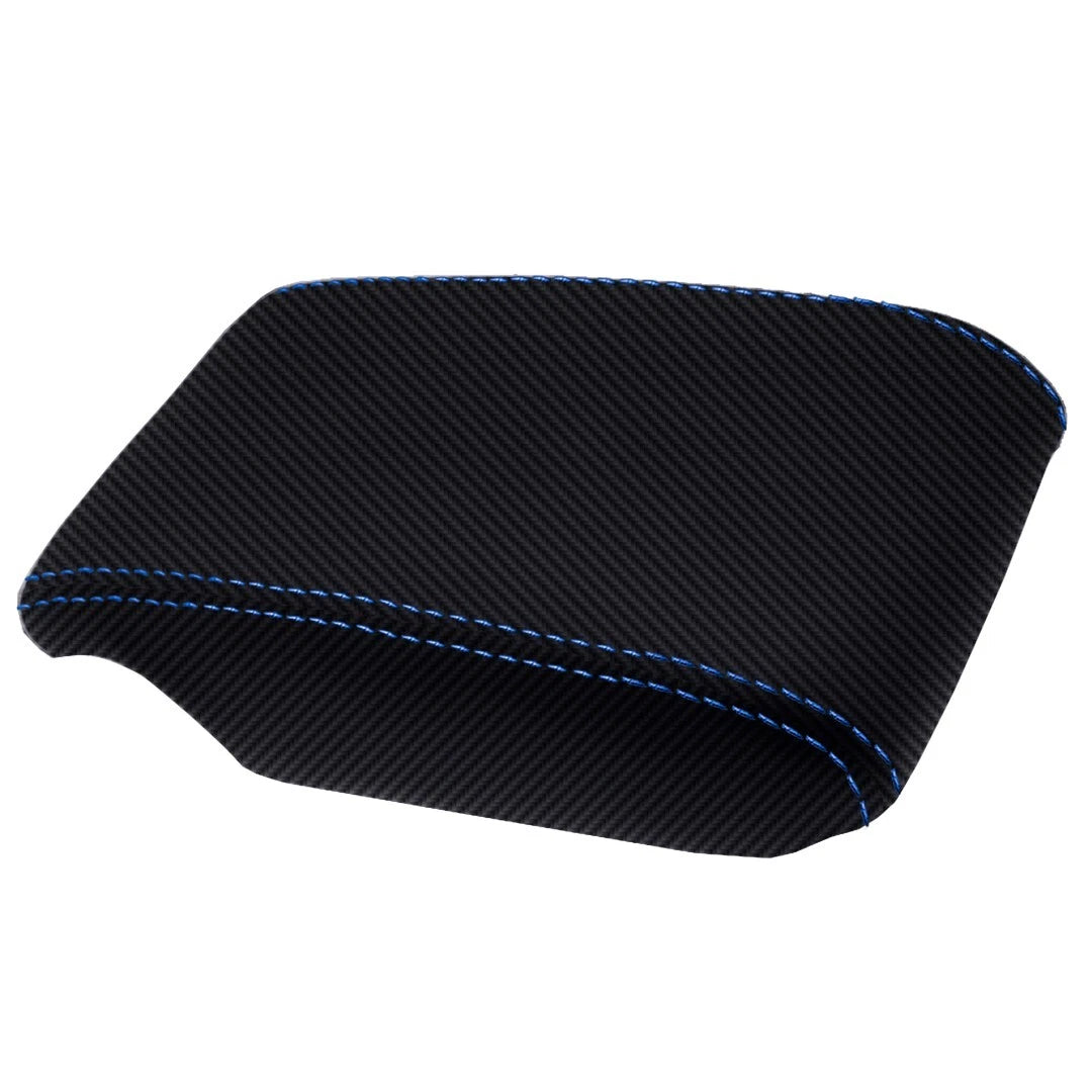 Console Armrest Cover for Lexus IS300 (2001–2005) Carbon Fiber Blue Stitch