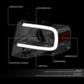 3D LED DRL Tube Smoked Amber Headlights for Ford Expedition (2007–2014)