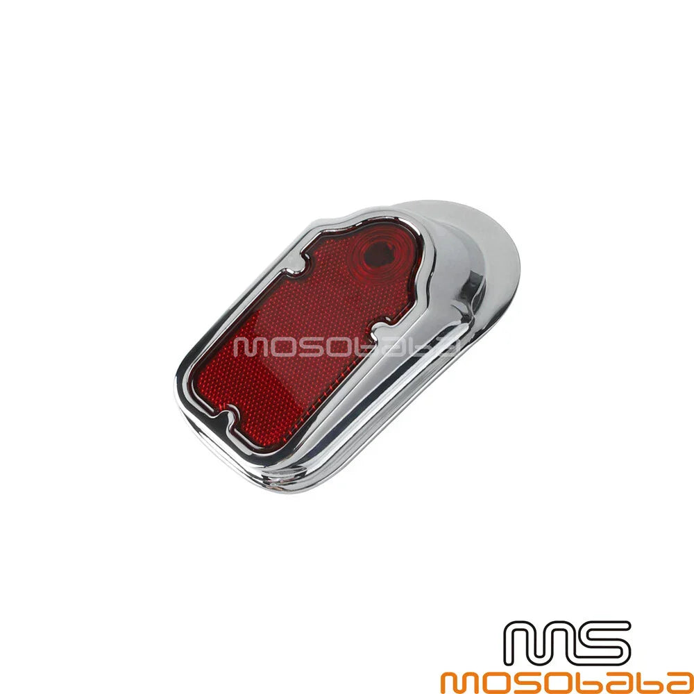 Chrome Red LED Tombstone Brake Tail Light for Harley Cafe Racer Chopper