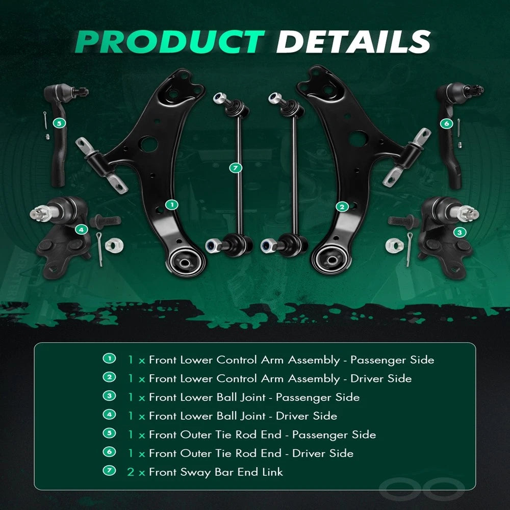 8Pcs Front Lower Control Arm w/ Ball Joints for Toyota Camry (2012–2017)