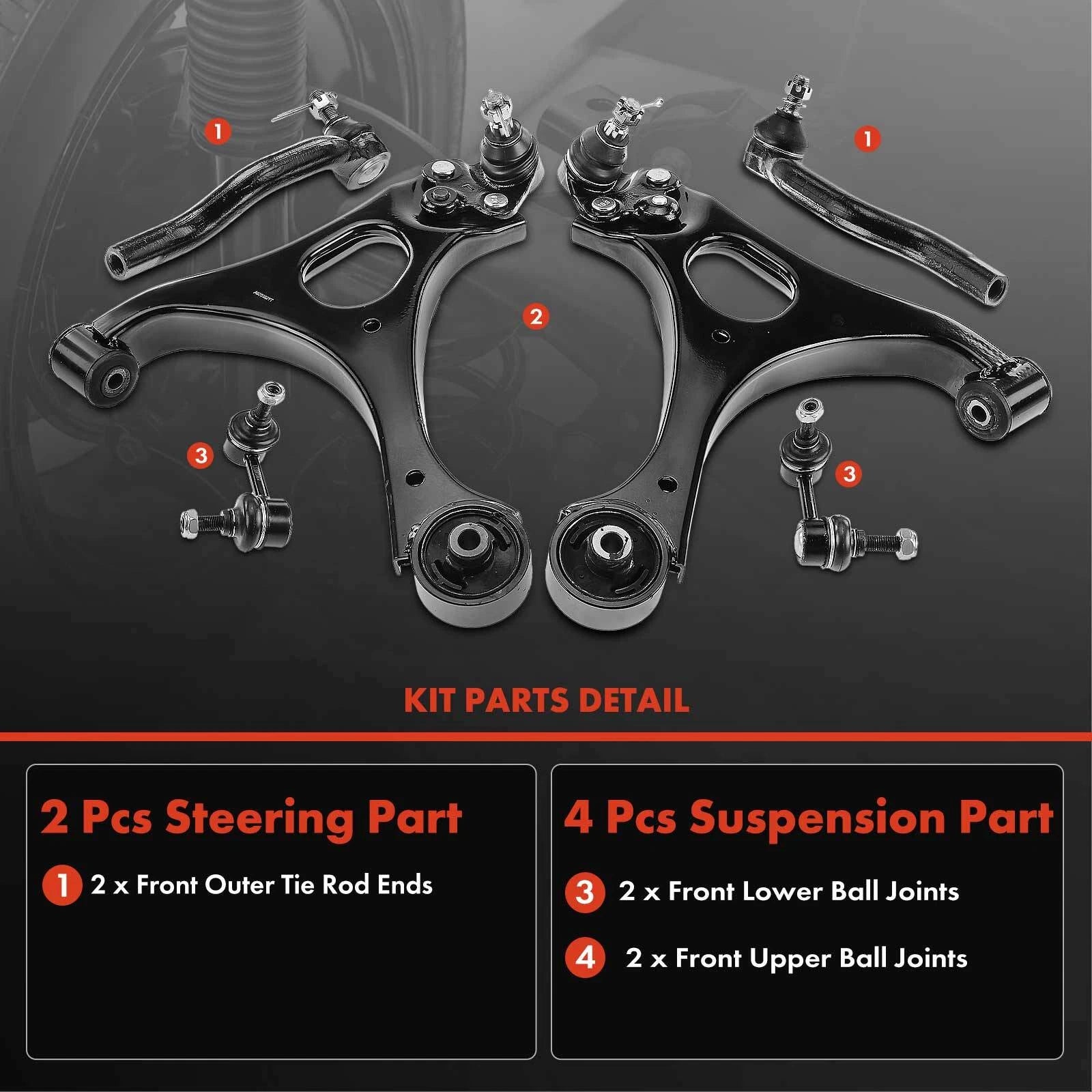 6X Front Control Arm Ball Joint Assembly for Honda Civic (2006-2011)