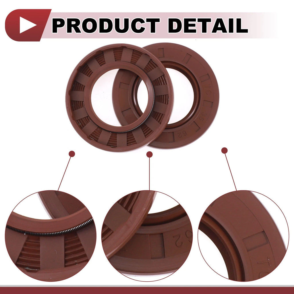 2X Oil Seal Rotary Shaft Seal for Various Models (35x62x7mm) FKM Rubber