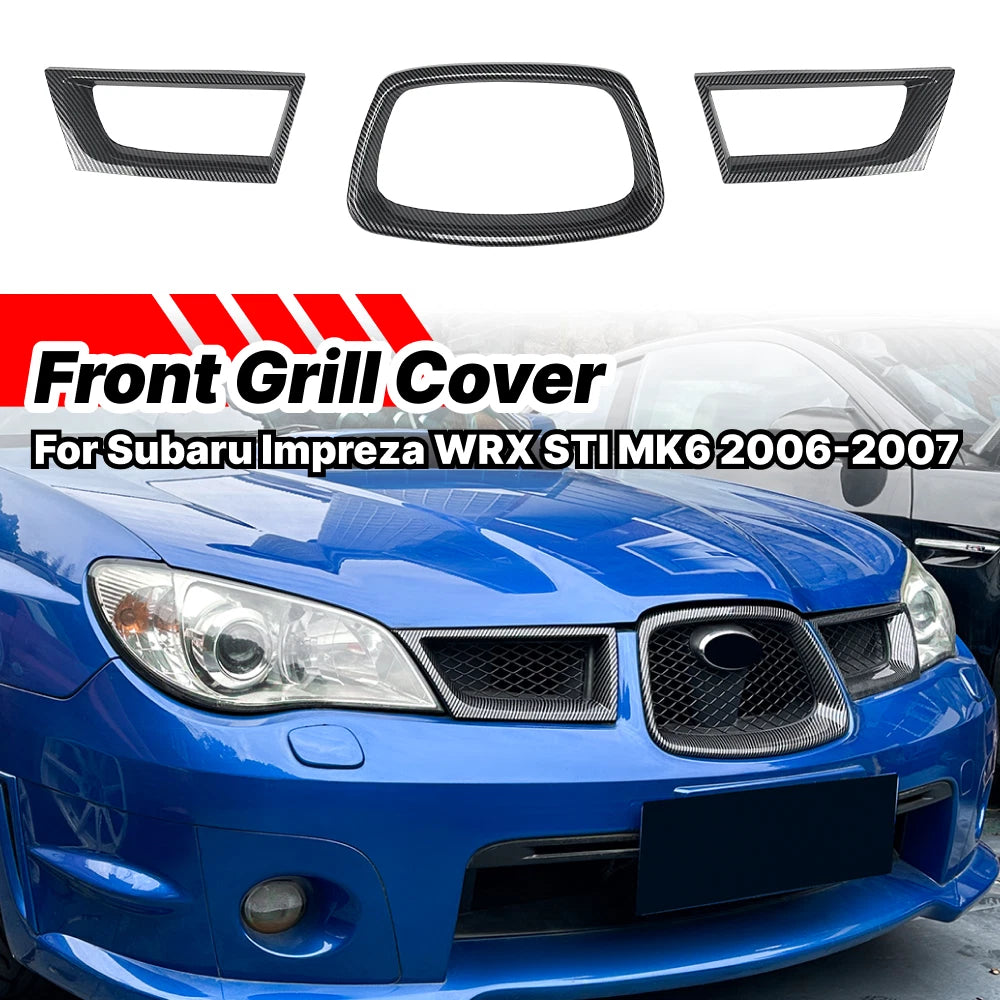 Set of 2 Carbon Look Front Bumper Grilles for Subaru Impreza WRX STI (2006–2007)