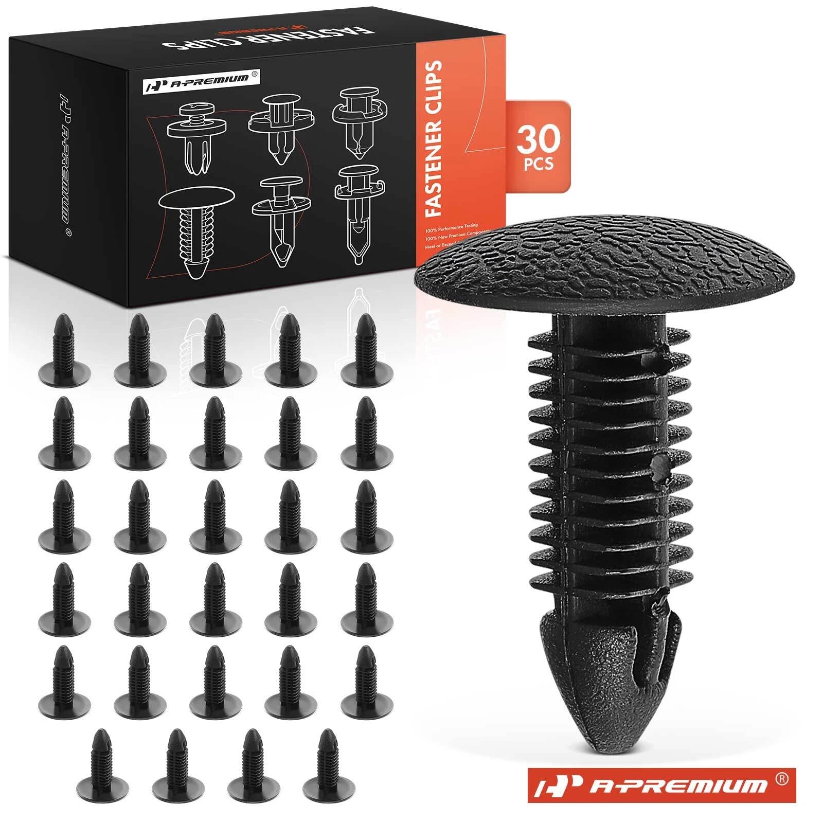 30Pcs 7.5mm Black Nylon Trim Panel Retainer Clips for Honda 