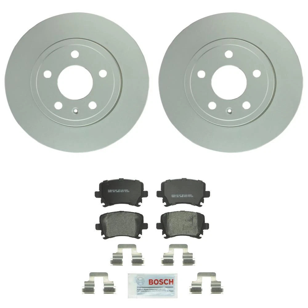 Set of 2 Rear Solid Rotors & Semi-Metal Disc Brake Pads for Audi A4
