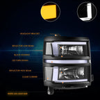 L-Shape LED DRL Sequential Turn Headlights for Silverado 1500 (2014–2015)
