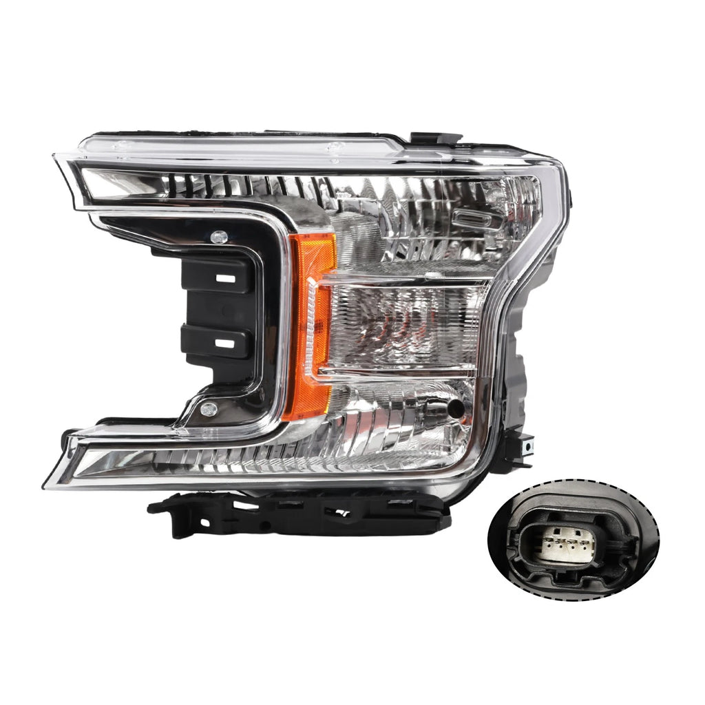 Driver Side Halogen Headlight Assembly for Ford F150 (2018–2020) Chrome Clear