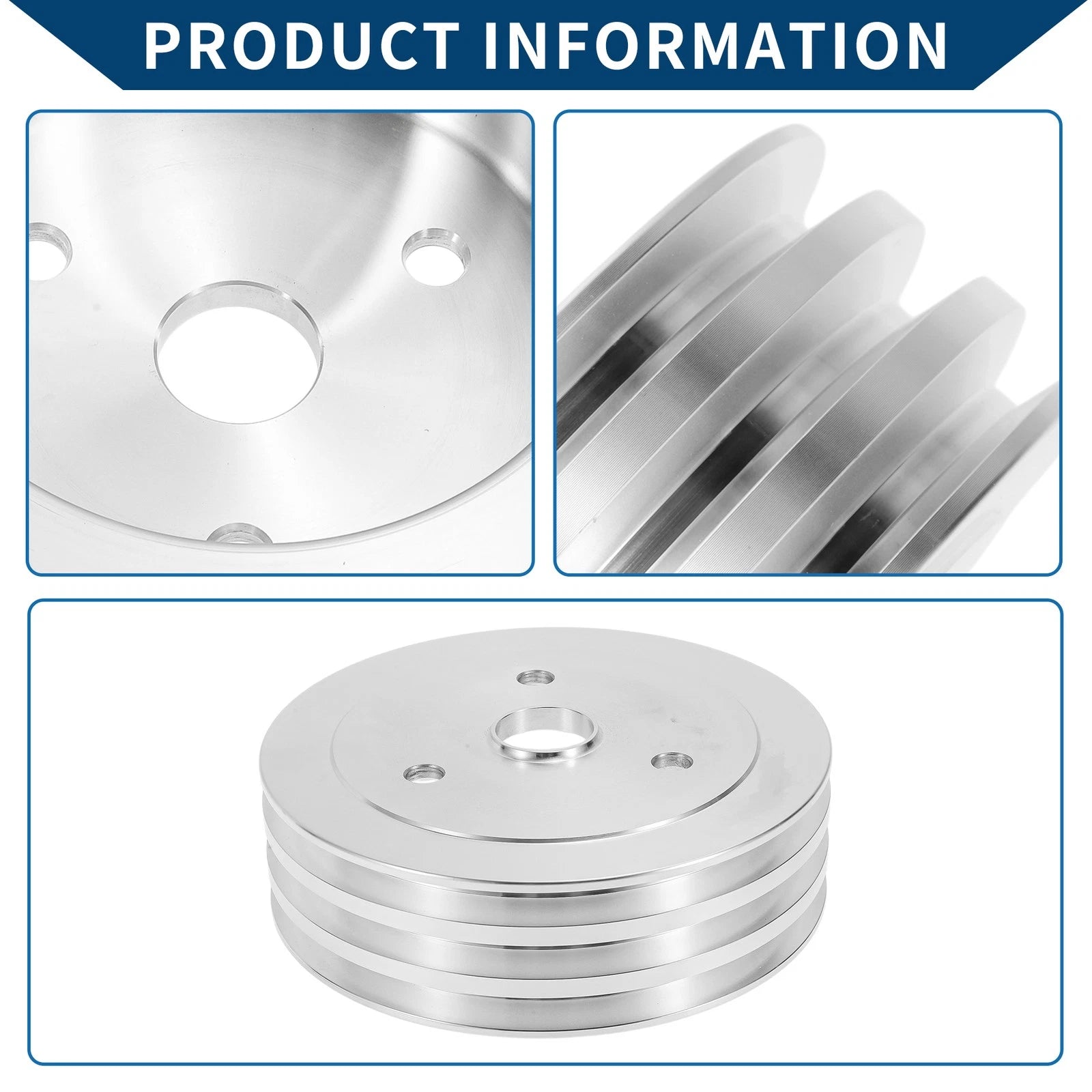 3 SWP Triple-Groove Short Water Pump Crank Pulley for Chevy SBC 265 (1968–1986)