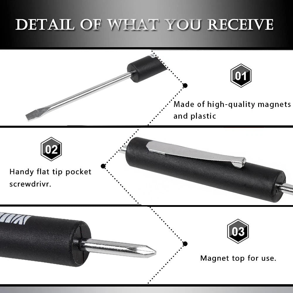 Set of 20 Mini Pocket Screwdrivers with Magnet and Clip