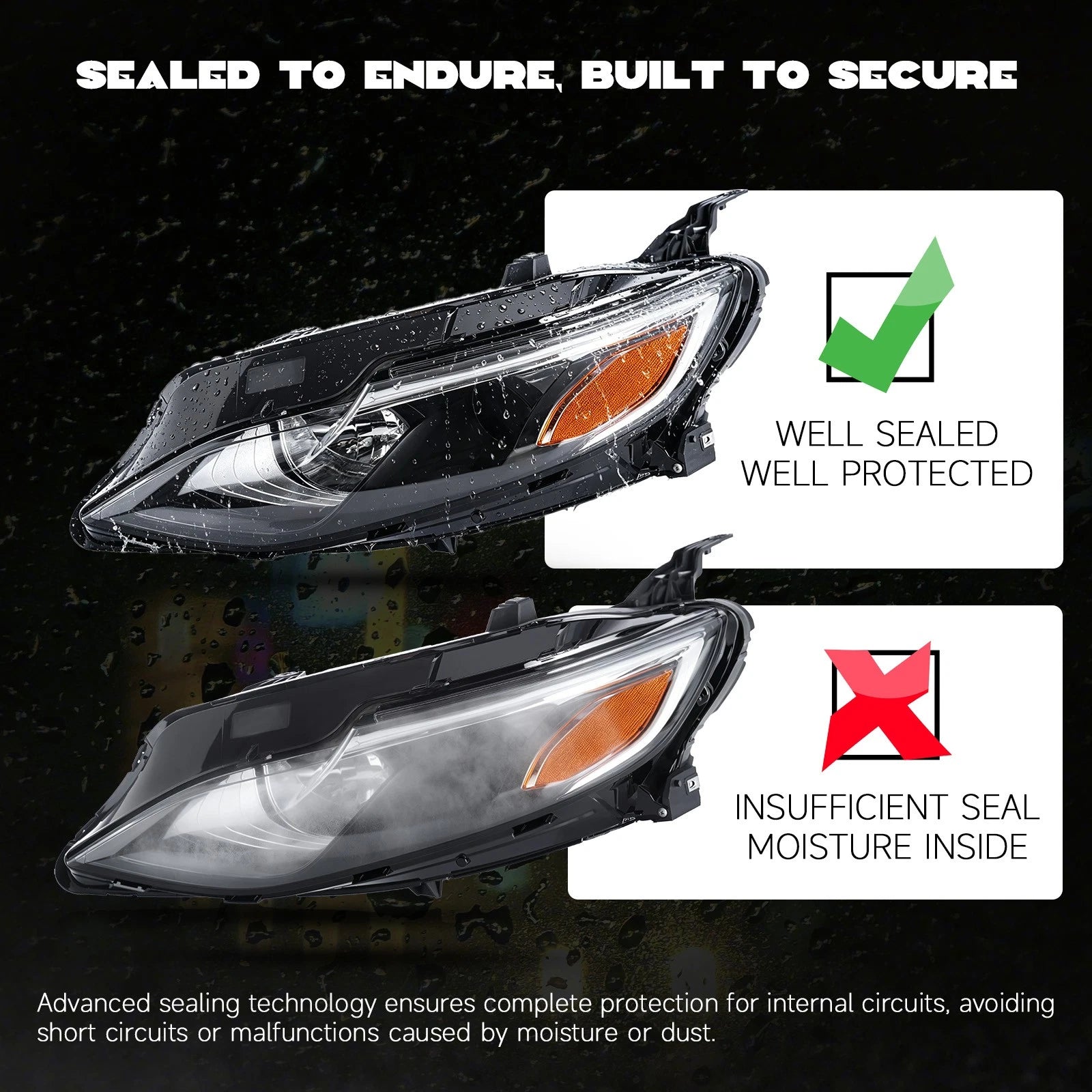 Halogen Headlight Assembly for Chevy Malibu (2019–2025) Left Driver Side