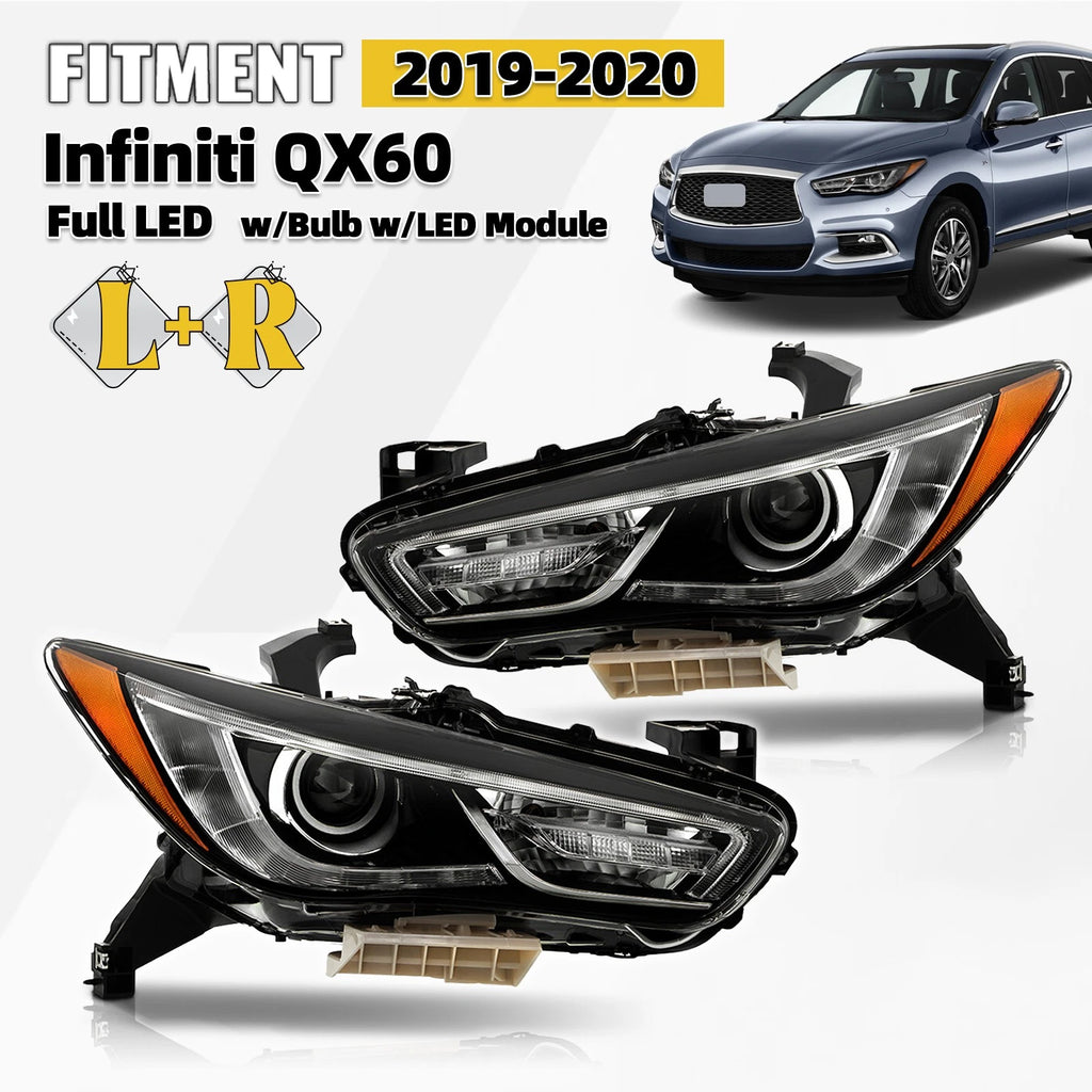 Full LED Headlight Set for Infiniti QX60 (2019–2020) w/Module w/o Motor