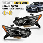 Full LED Headlight Set for Infiniti QX60 (2019–2020) w/Module w/o Motor