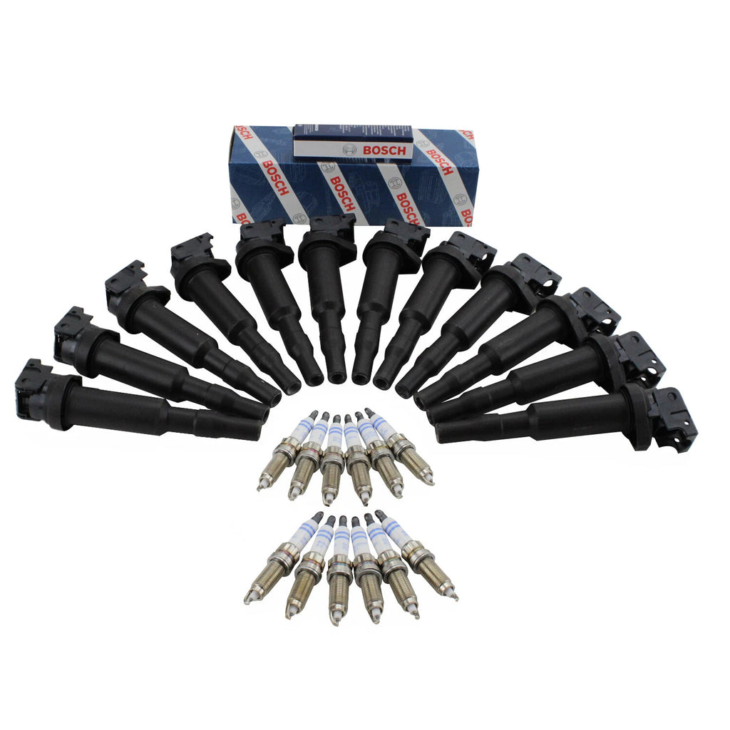 Set of 12 Ignition Coils & Spark Plugs for BMW 760Li (F02, 2004–2015)