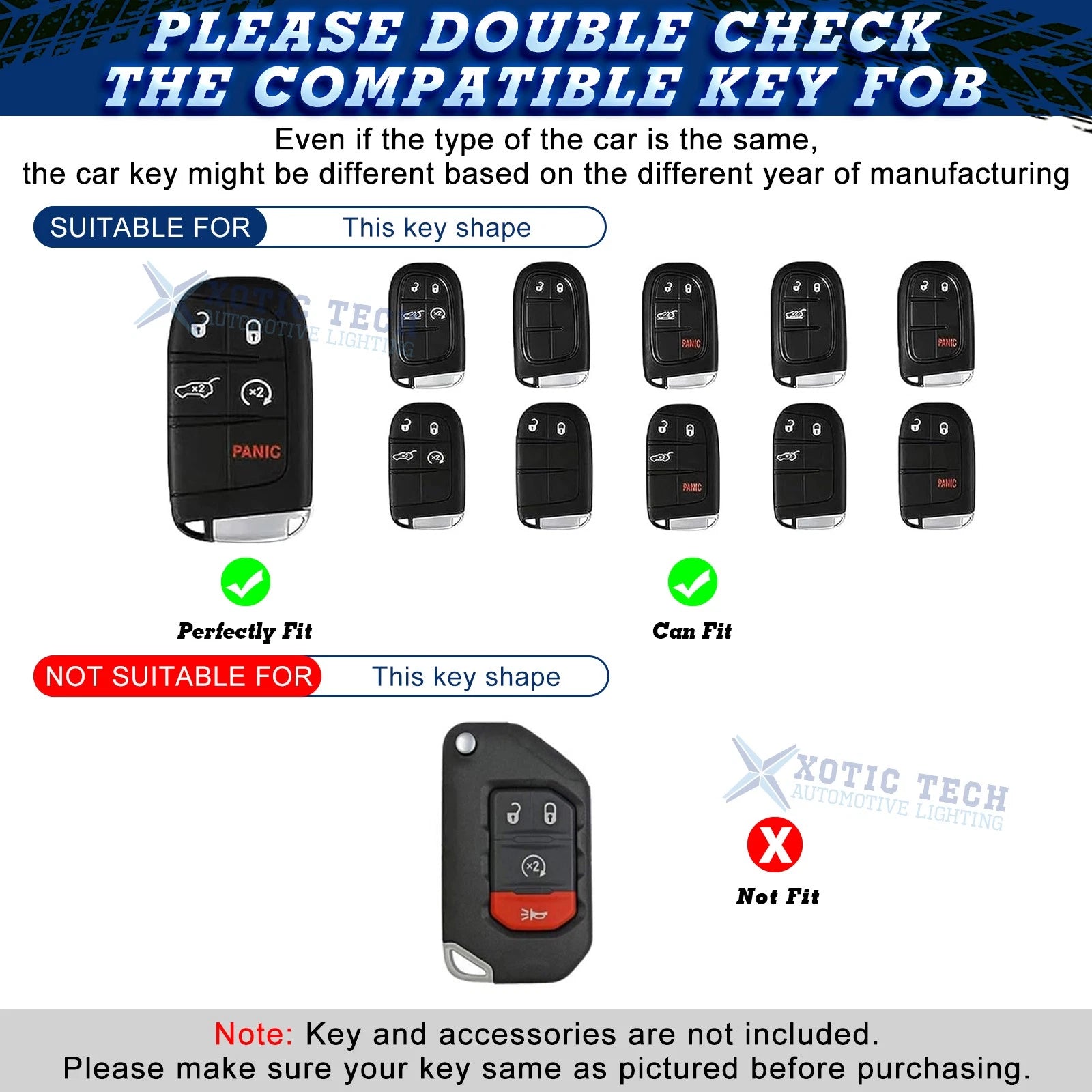 Silicone Remote Key Fob Shell Cover for Jeep Chrysler Dodge (2014-2014)