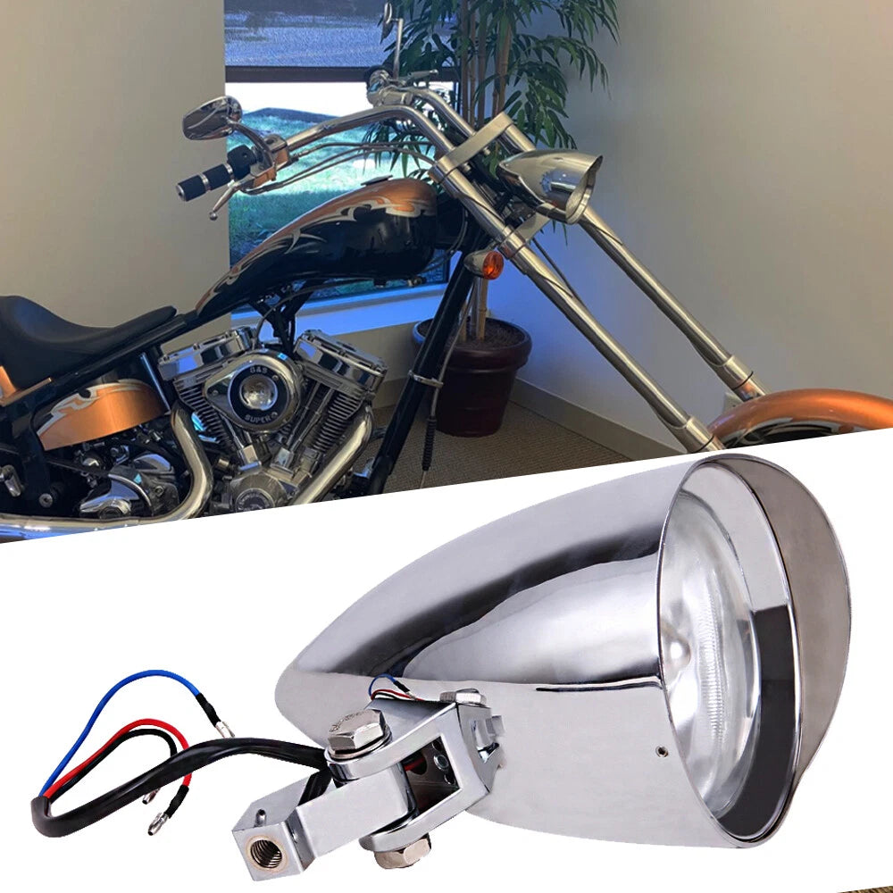 Chrome 4.5" Bullet Headlight Lamp for Harley Dyna Softail