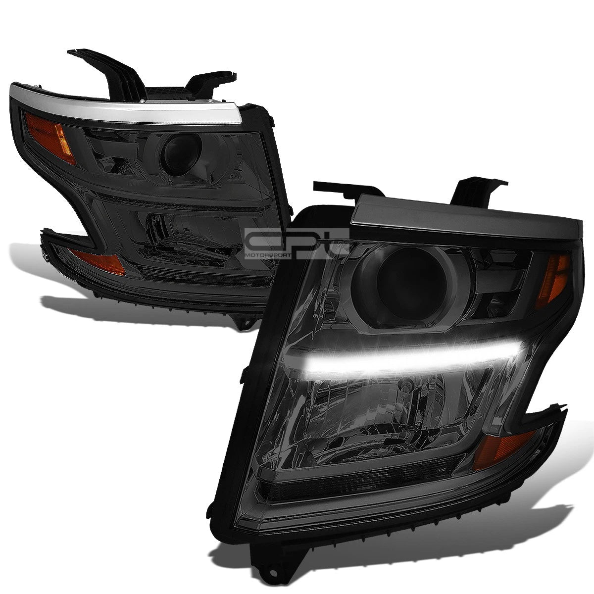 Smoked Amber Projector Headlights w/LED DRL for Chevy Suburban/Tahoe (2015–2020)