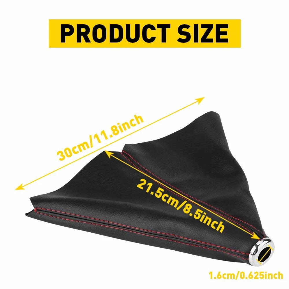 Shift Gear Knob Cover for Make Model  - Black PVC Leather/Red Stitch