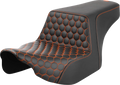 SADDLEMEN Step-Up Seat for FL (2023–2024) - Front Honeycomb, Orange Stitching