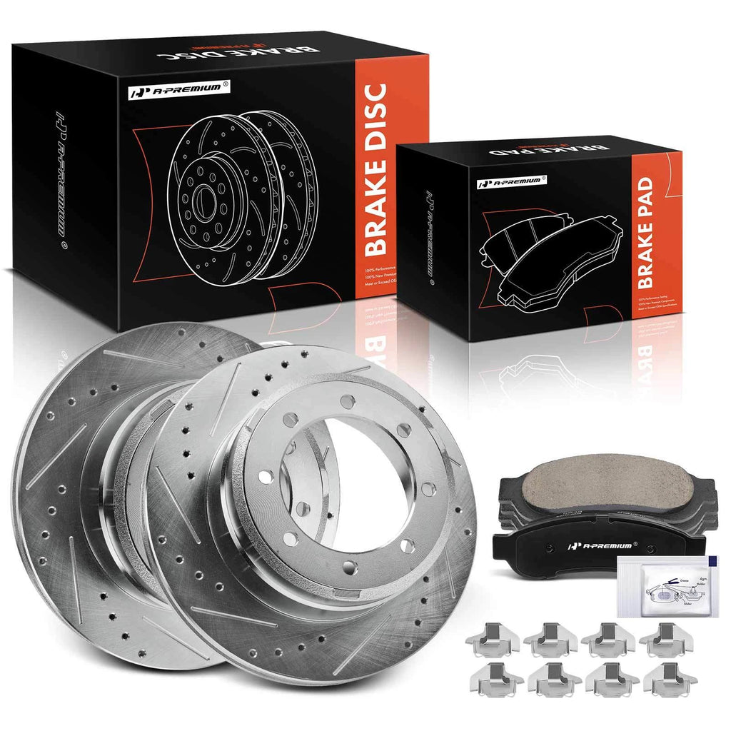 6x Drilled Rotors & Ceramic Brake Pads for Ford F-350 Super Duty (2005–2023)