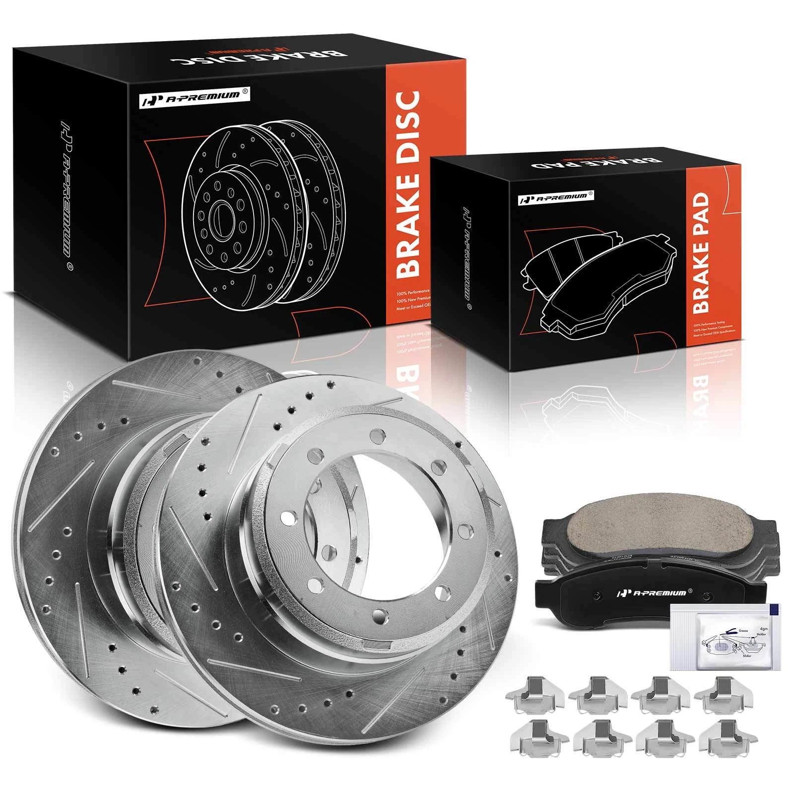 6x Drilled Rotors & Ceramic Brake Pads for Ford F-350 Super Duty (2005–2023)