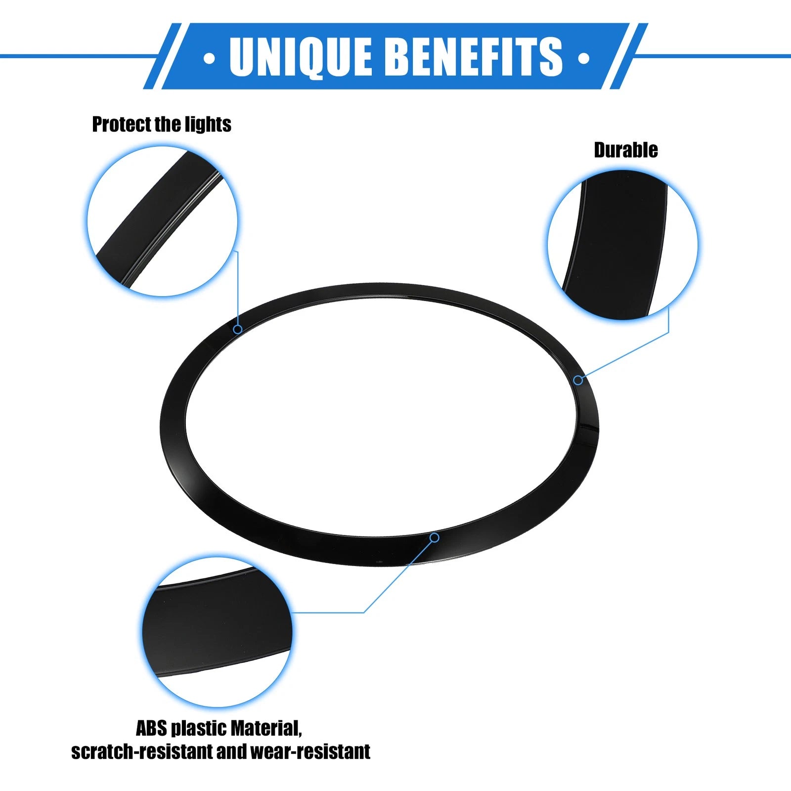 Pair Front Side Headlight Trim Rings for BMW Mini F55 F56 F57 (2014–2021) Black