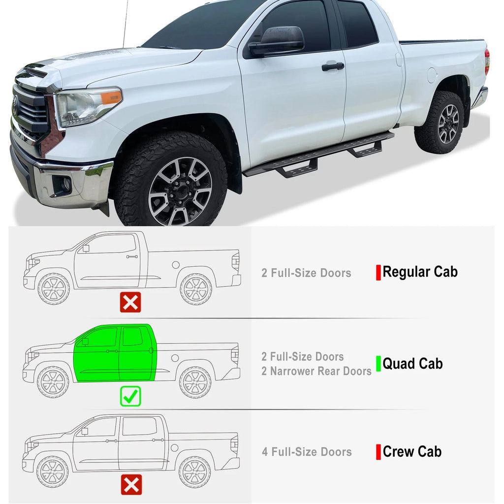 Black Overland Slider Drop Steps for Toyota Tundra Double Cab (2007-2021)