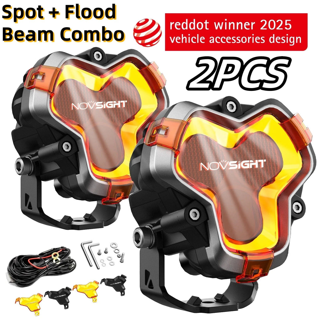 2X 3" LED Work Pod Lights Bar Spot + Flood Combo for Off Road (6000K)