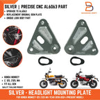 Silver Aluminium Headlight Mounting Plate Pair for Honda Monkey Z125 (18-24)