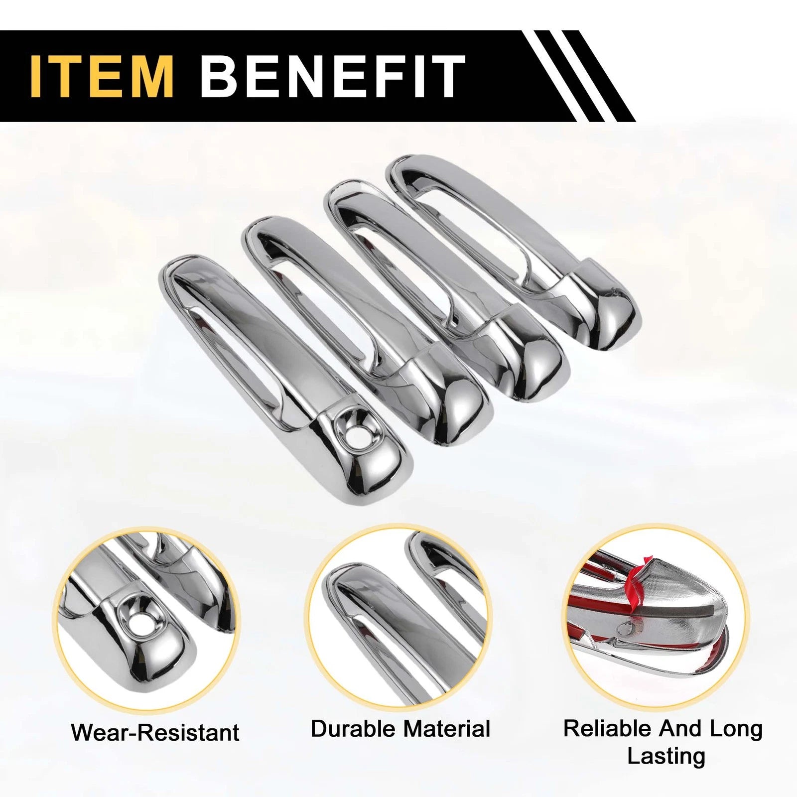 Set of 4 Car Door Handle Protectors for Dodge Ram 1500 (2002–2008) Silver Tone