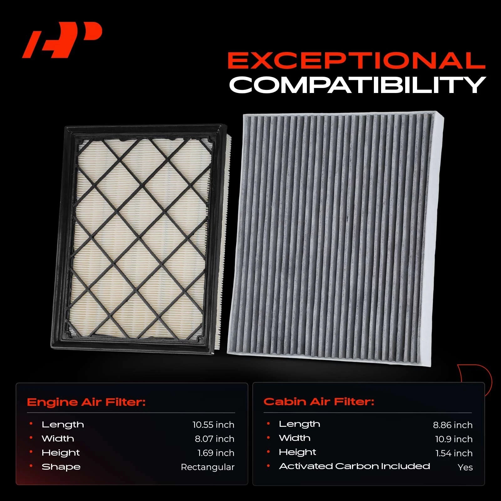 Engine & Active Carbon Cabin Air Filter for Ford Escape (2020-2022)