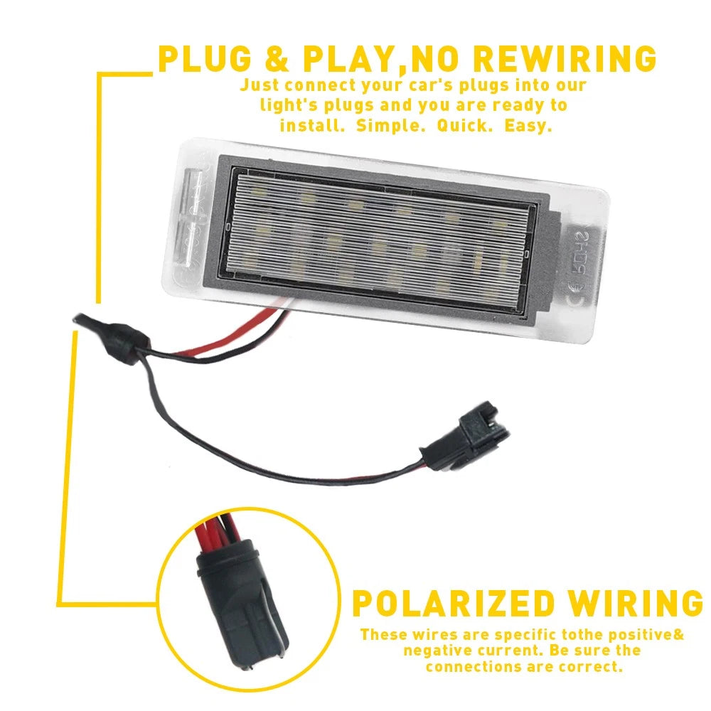 Full LED License Plate Lights for Cadillac CTS XTS Chevy Corvette Buick GMC (YYYY–YYYY)