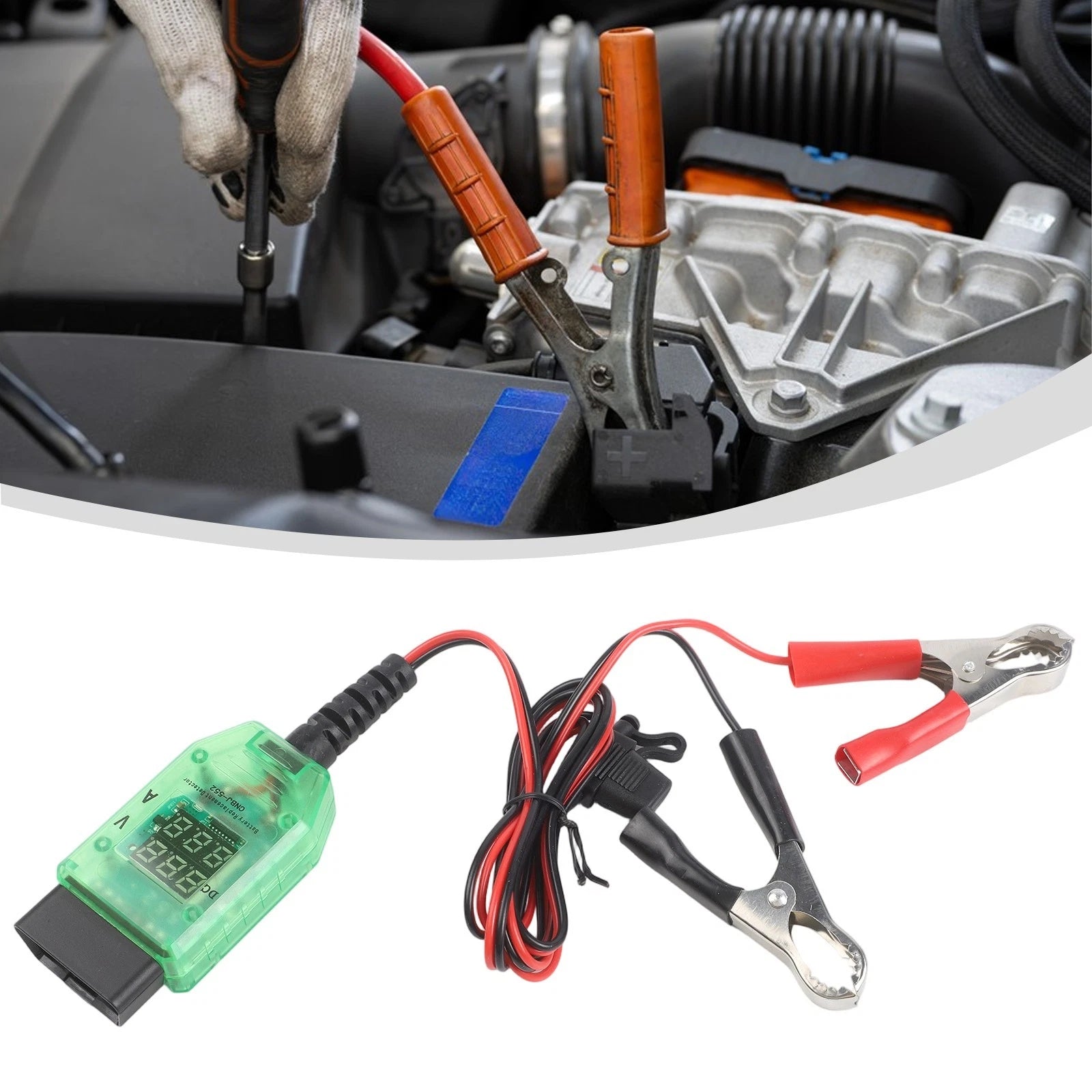 OBD Battery Memory Saver Clip with Digital Voltage Display for Auto