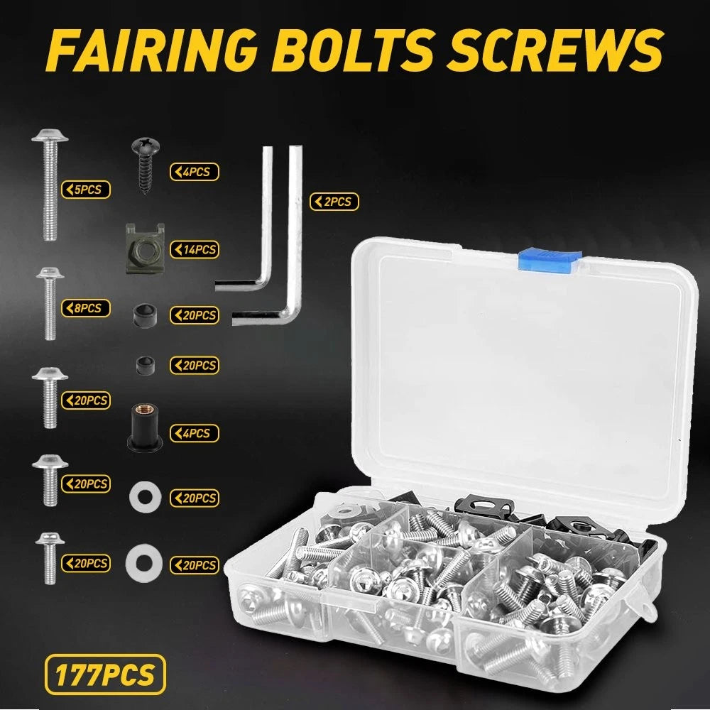 177pcs Fairing Bolt Screw Kit for Kawasaki Yamaha (Fit Models)