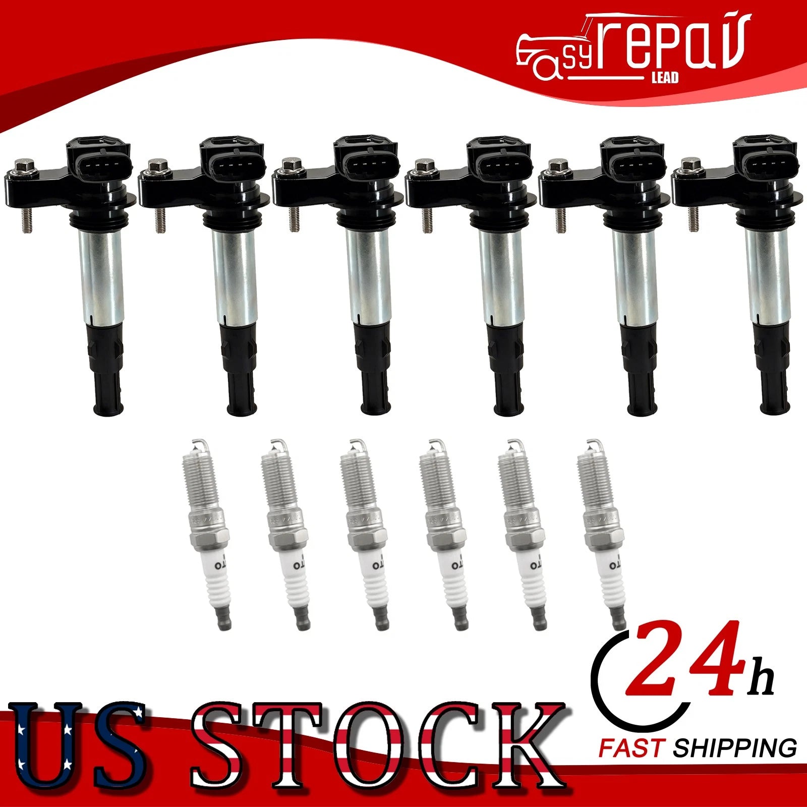 6X Ignition Coil & Spark Plug for Cadillac SRX CTS (2004–2016)