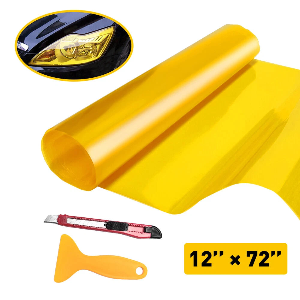 12" x 72" Yellow Tint Fog Light Vinyl Film for Universal Applications