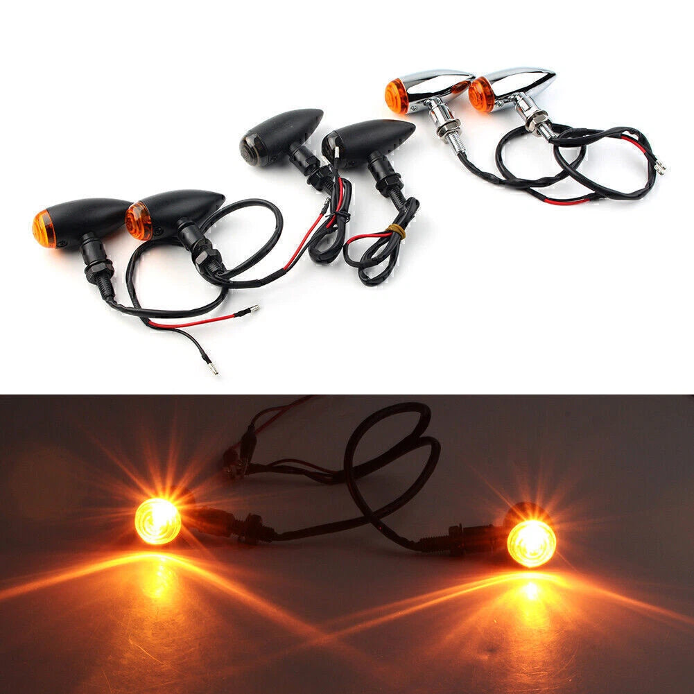 Amber LED Mini Turn Signal Lights for Cruiser Chopper (Custom)