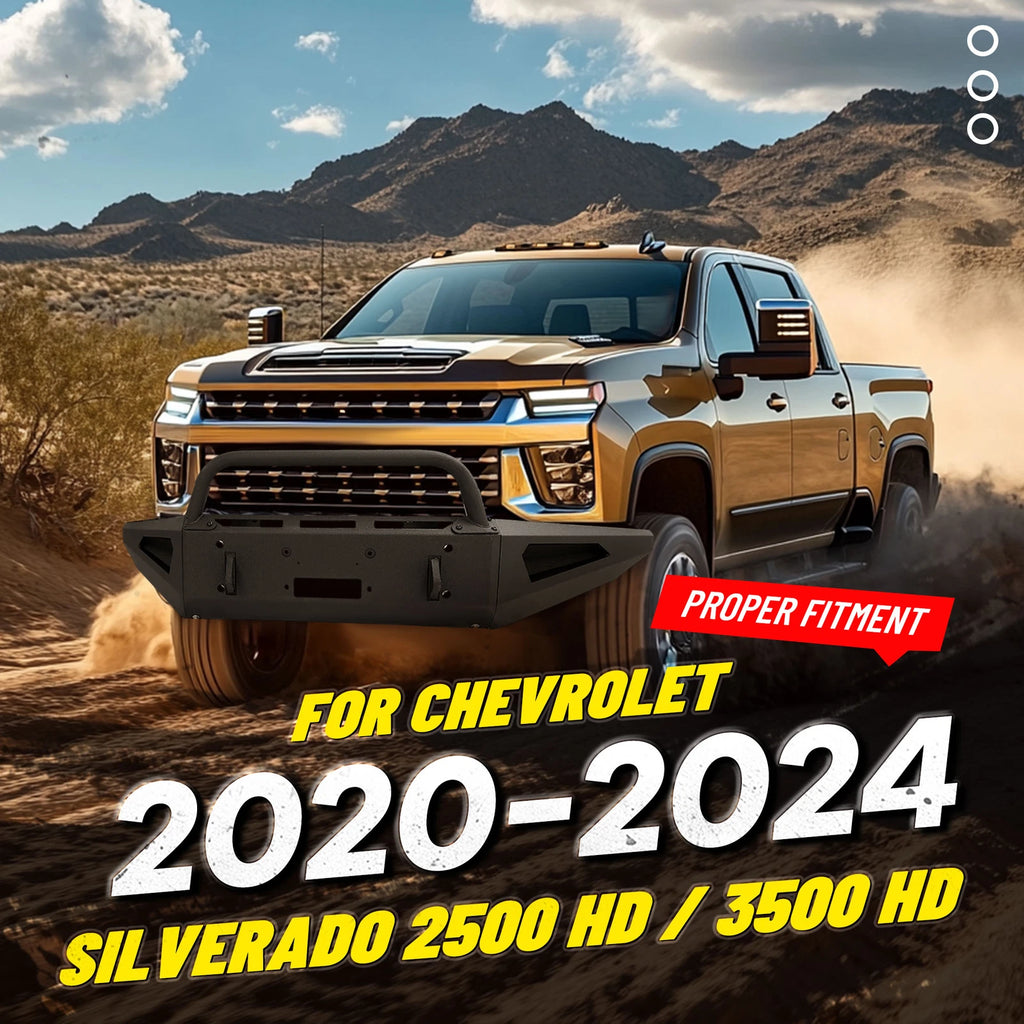 Black Textured Steel Front Bumper for Chevrolet Silverado 2500/3500 HD (2020–2024)