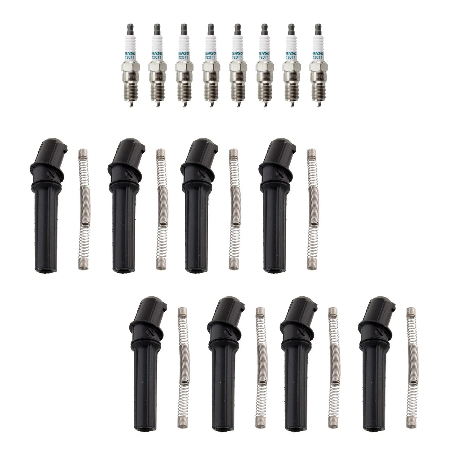 Denso 8 Iridium TT Plugs & NGK Ignition Coil Boots Kit for F-250 Super Duty (2008–2010)