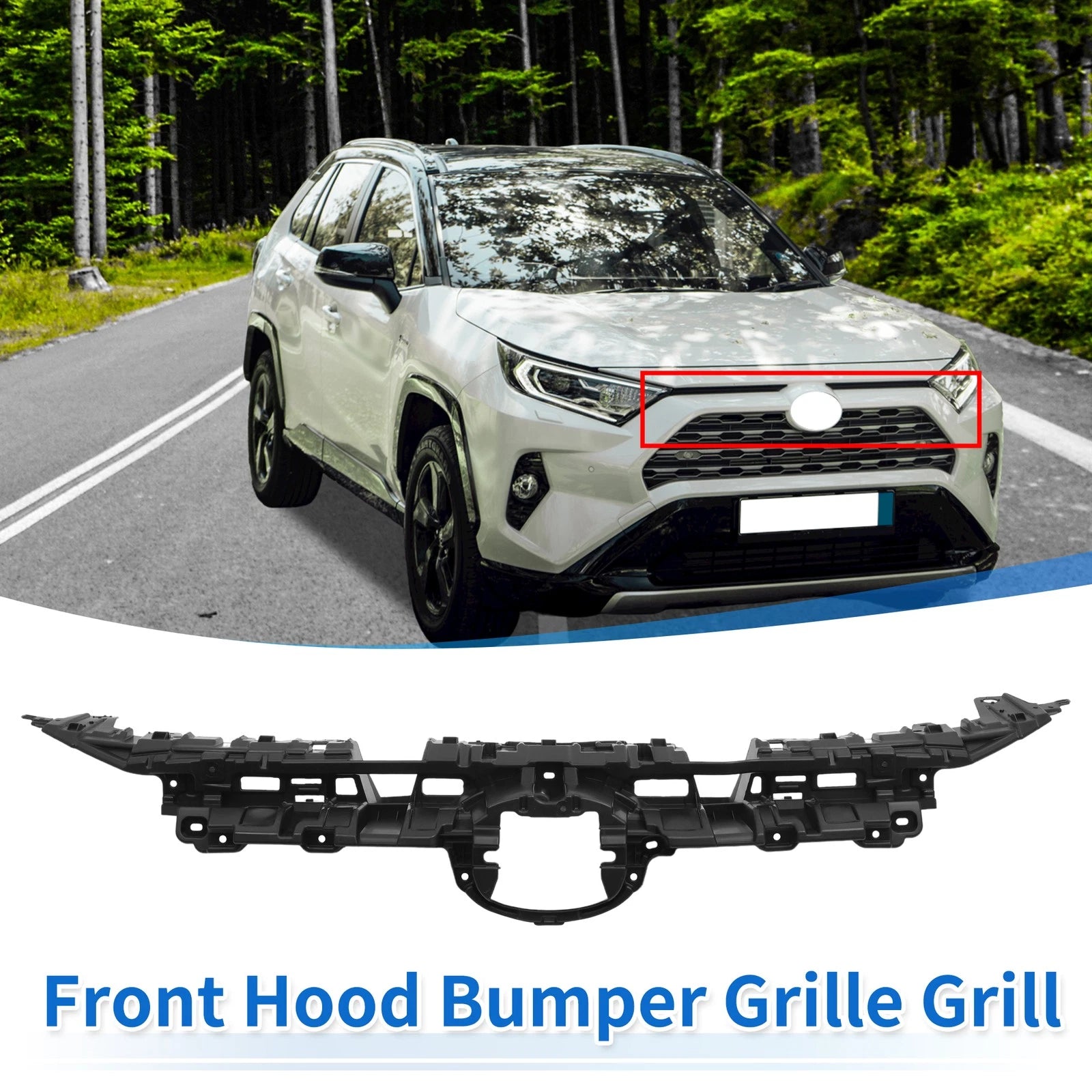 Front Hood Bumper Grille for Toyota RAV4 (2019–2023) Black Silver Tone