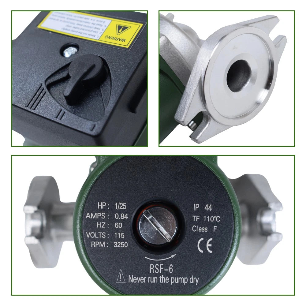 Stainless Steel Circulator Pump 008-SF6 for Hardy Boiler (115V 1/25hp)