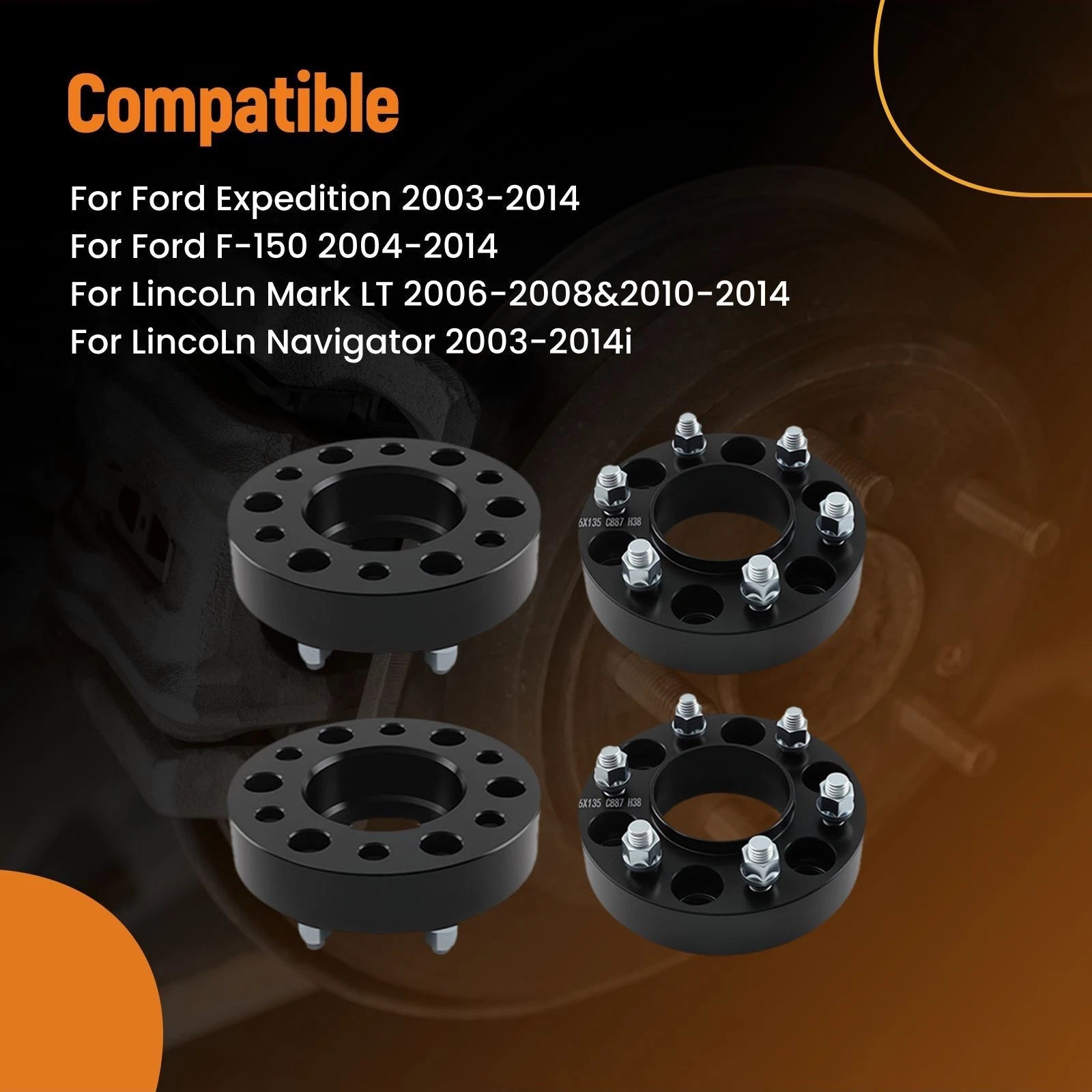 4X 38mm Hub Centric Wheel Spacers 6x5.31" for Ford F-150 Expedition