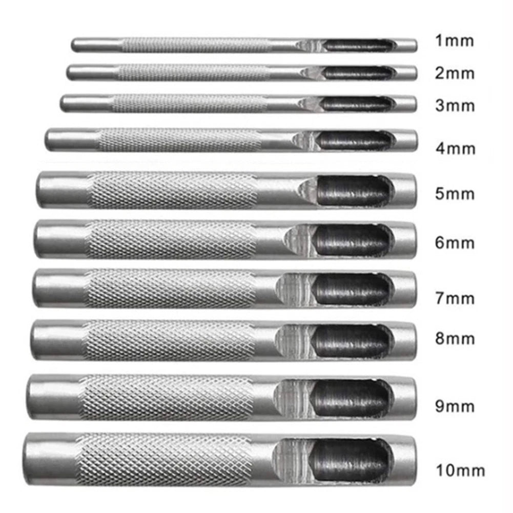10pcs Leather Craft Hollow Drilling Puncher Set with Steel Punches