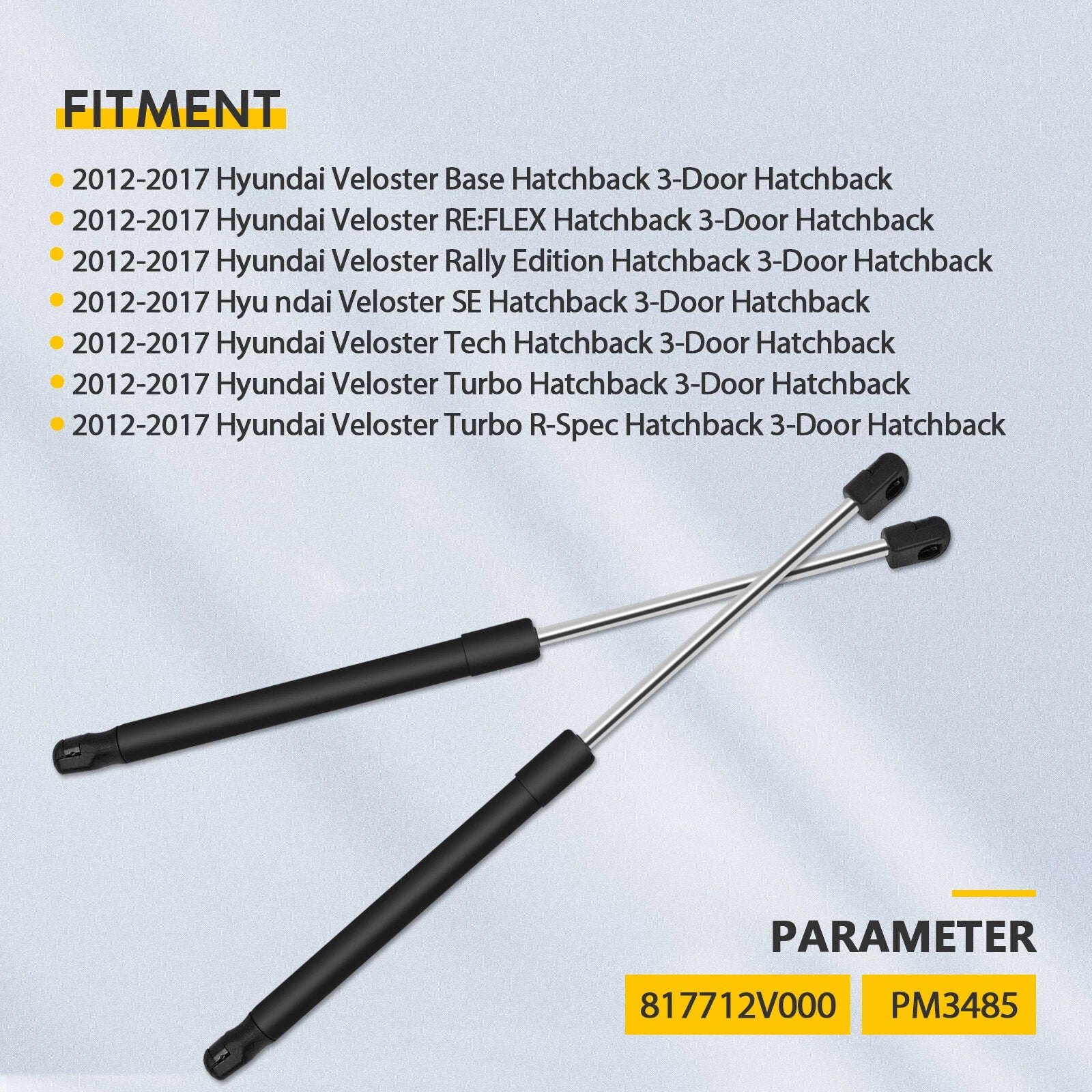 2X Rear Hatch Lift Supports for Hyundai Veloster (2012–2017)