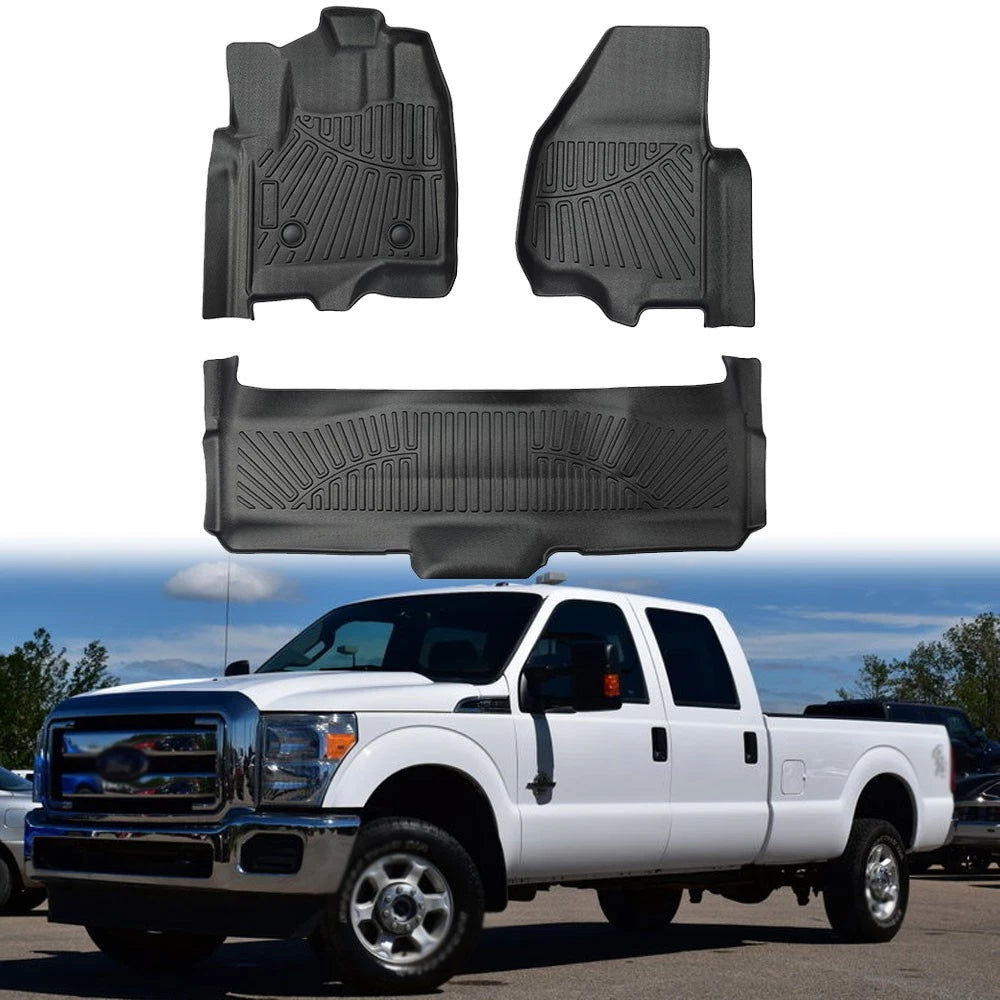 Set of 3 Floor Mats Liner for Ford F-250 F-350 Super Duty Crew Cab (2012–2016)