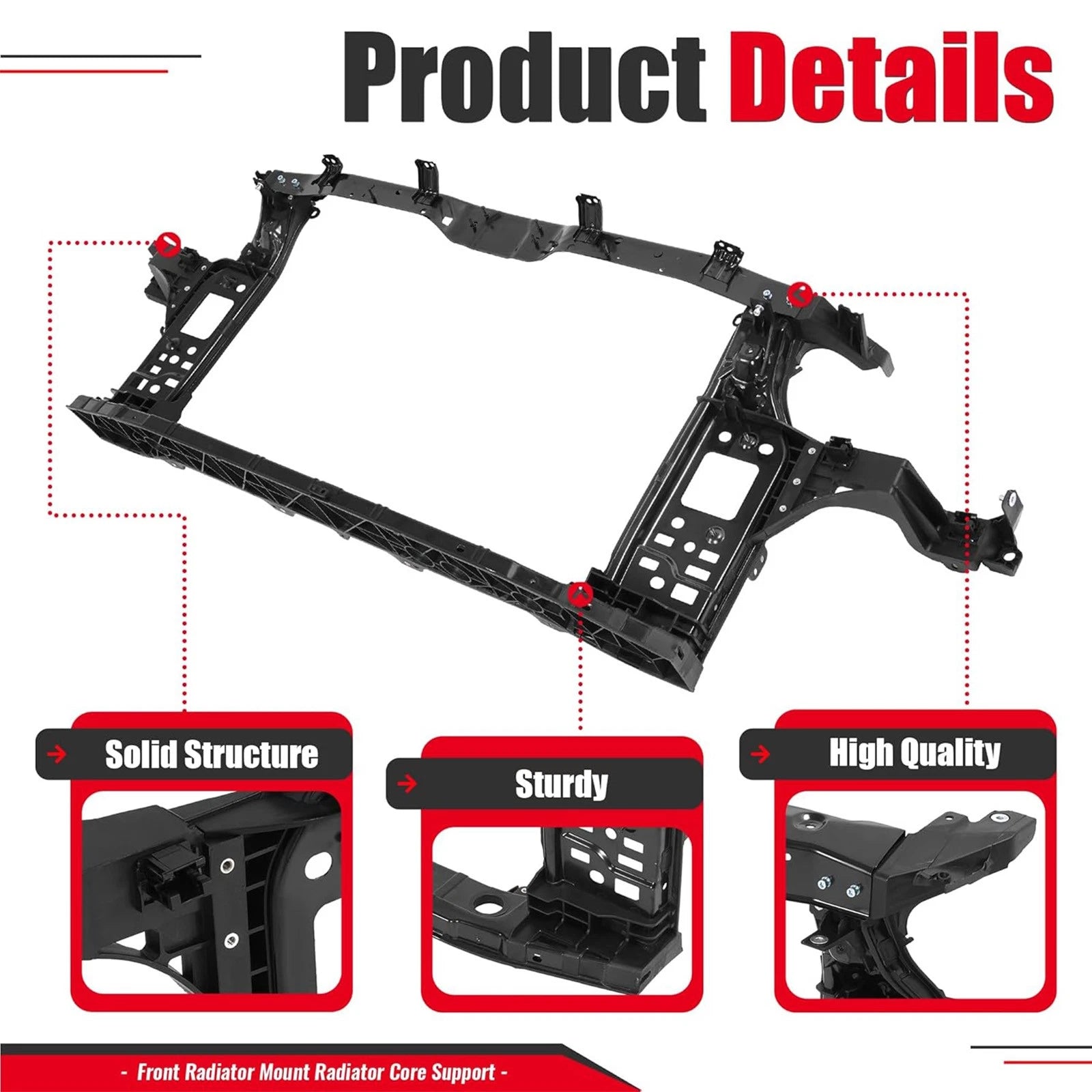 Radiator Core Support for Hyundai Sonata Sport Sedan (2015–2017) #HY1225179
