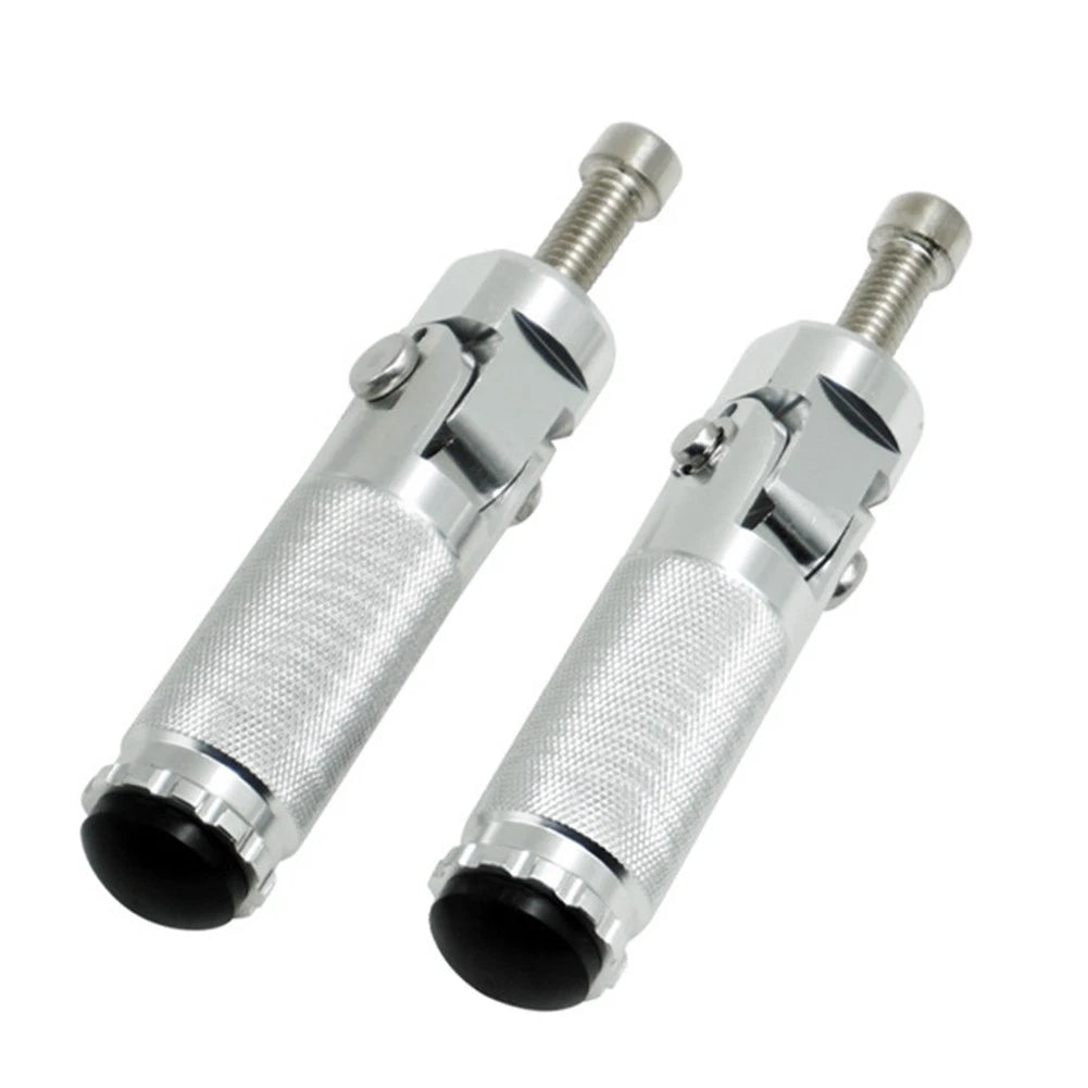 Folding Foot Pegs for Universal Motorcycle Bike Rear Set Pedals Silver